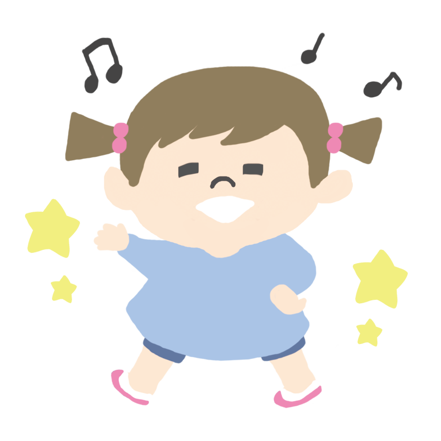 生活発表会で踊る女の子のかわいいイラスト