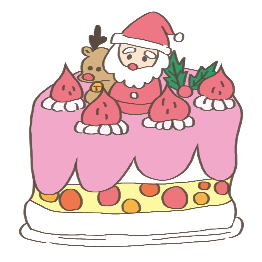 クリスマスケーキのかわいいイラスト
