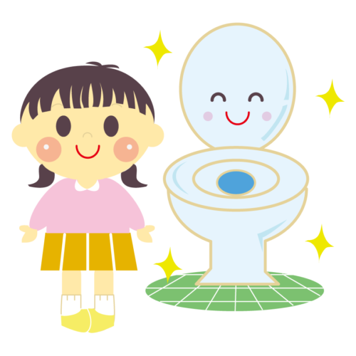 トイレをきれいに使う女の子のイラスト画像