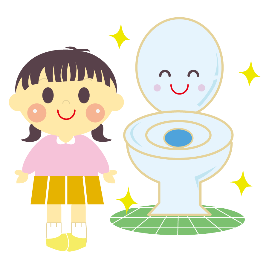 トイレをきれいに使う女の子のイラスト画像