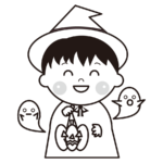 ろくろ首と火の玉のかわいいイラスト