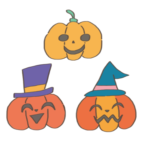 ハロウィン　かぼちゃ　帽子　イラスト