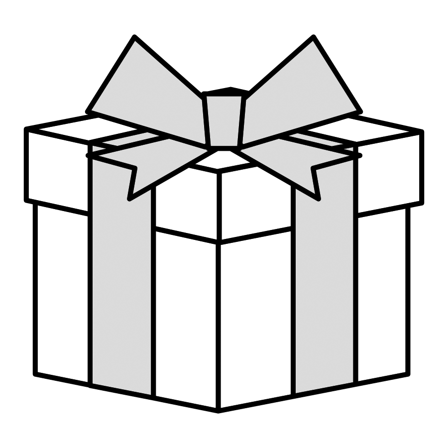 クリスマスプレゼントのかわいいイラスト２ モノクロ 白黒版