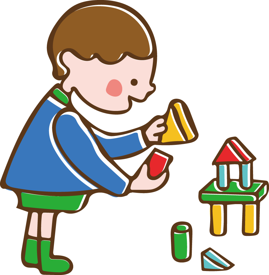 積み木で遊ぶ子供イラスト