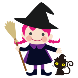 ハロウィンの魔女や黒猫のイラスト フリー 無料 商業利用可能