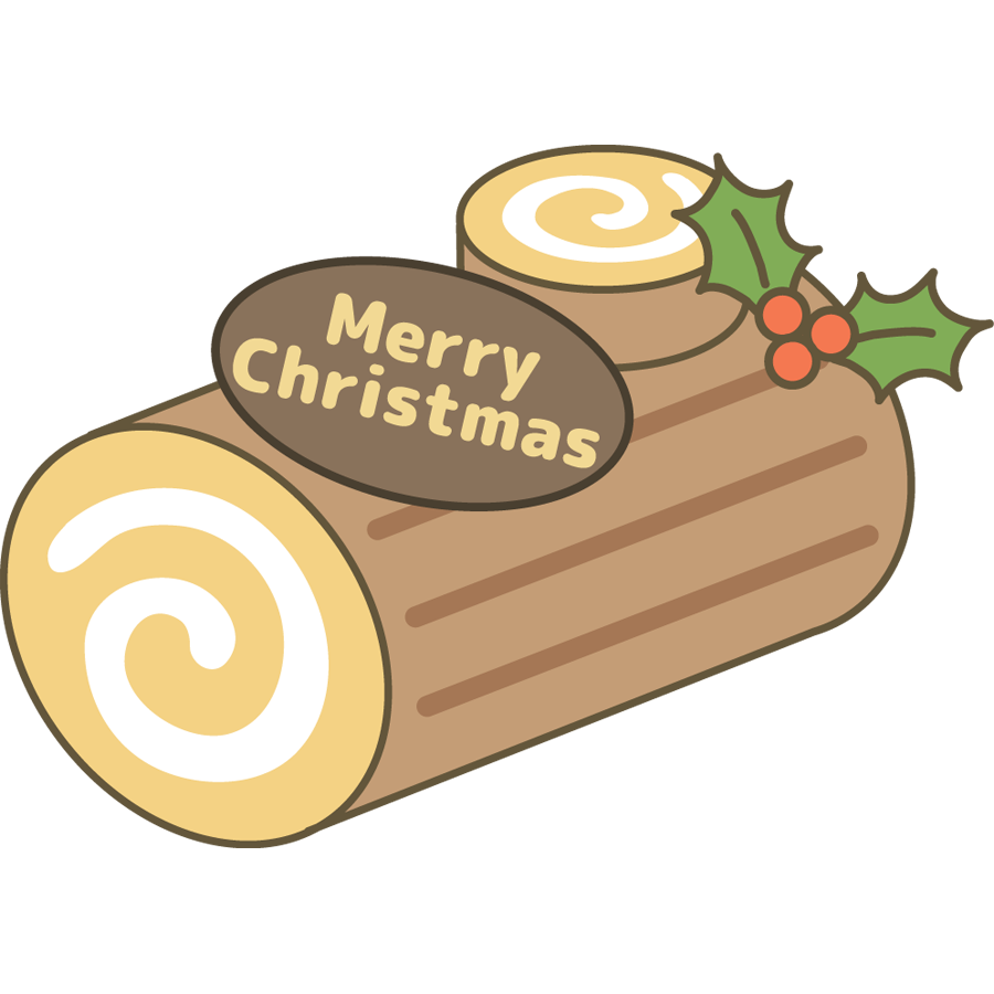 クリスマス ロールケーキのかわいいイラスト画像素材３