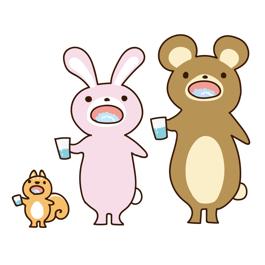 うがいをする動物のかわいいイラスト画像素材 無料 フリー