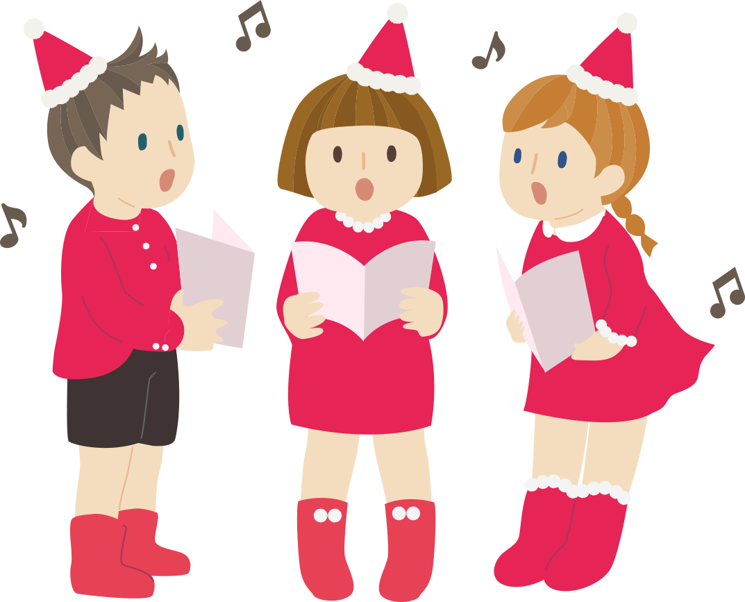 クリスマスに歌う子供のかわいいイラスト画像素材 フリー 無料