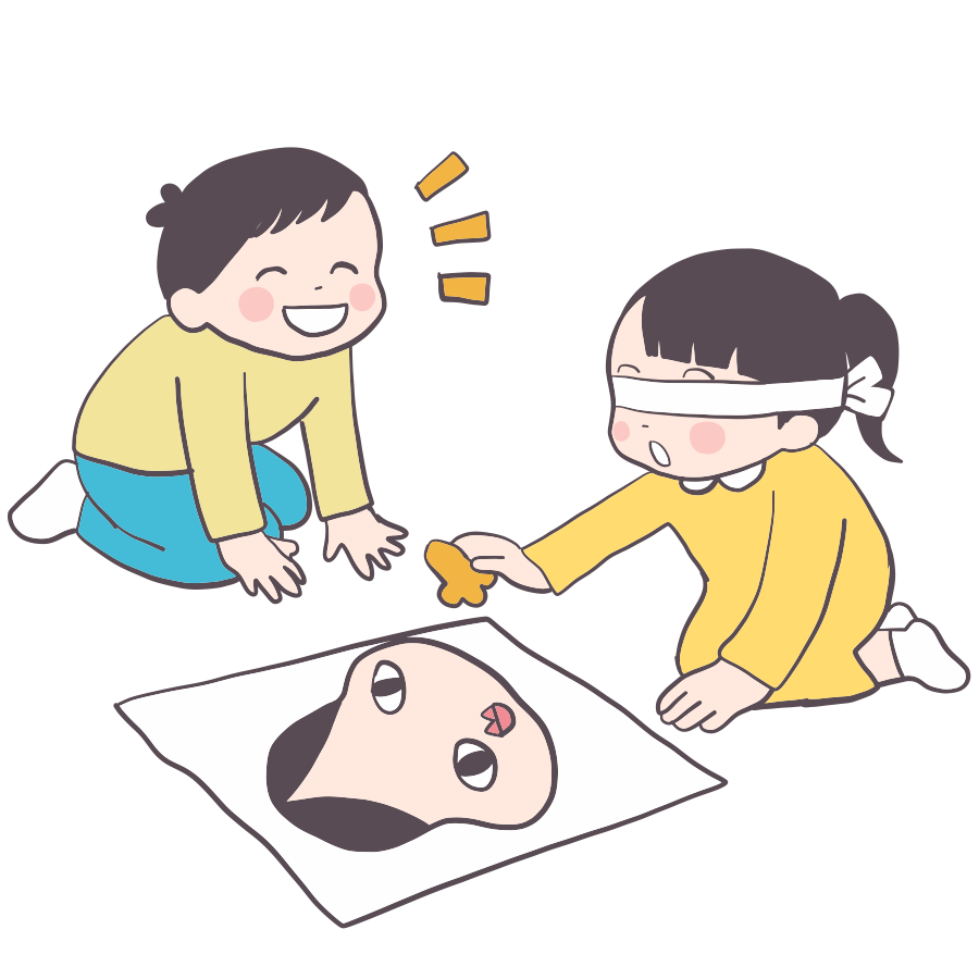 福笑いをする子供のかわいいイラスト画像素材 無料 フリー