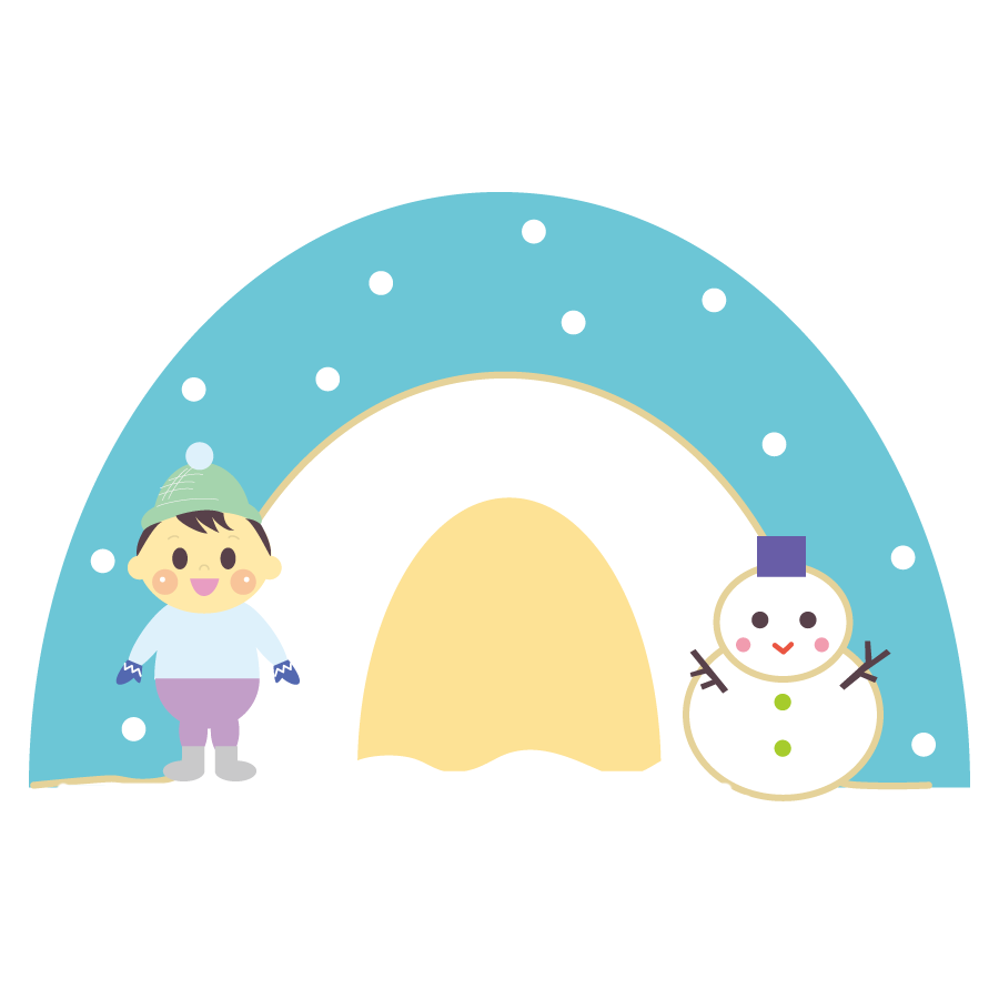 冬に雪遊びする子供のかわいイラスト画像素材 無料 フリー