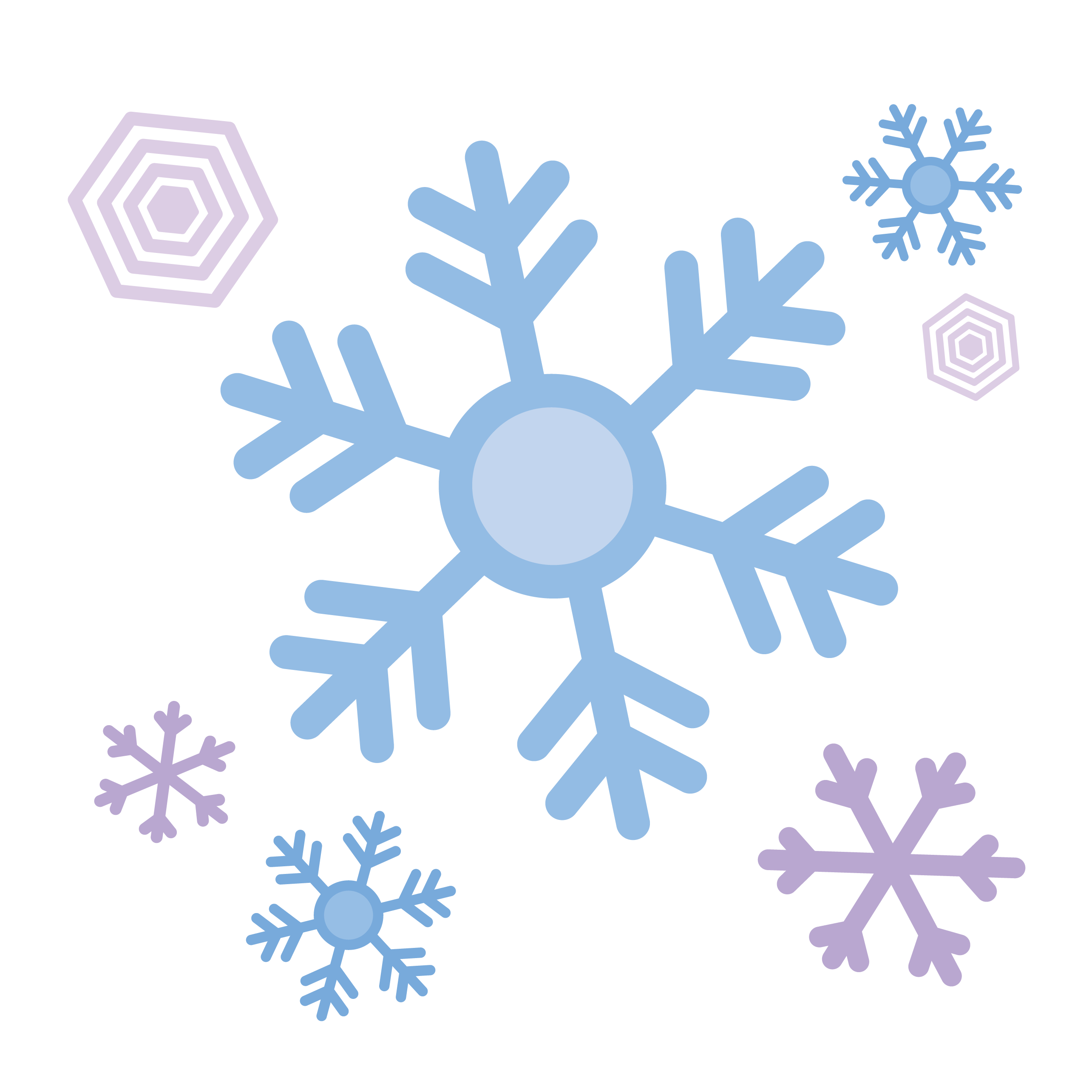 雪の結晶のかわいいイラスト画像素材（フリー、無料）