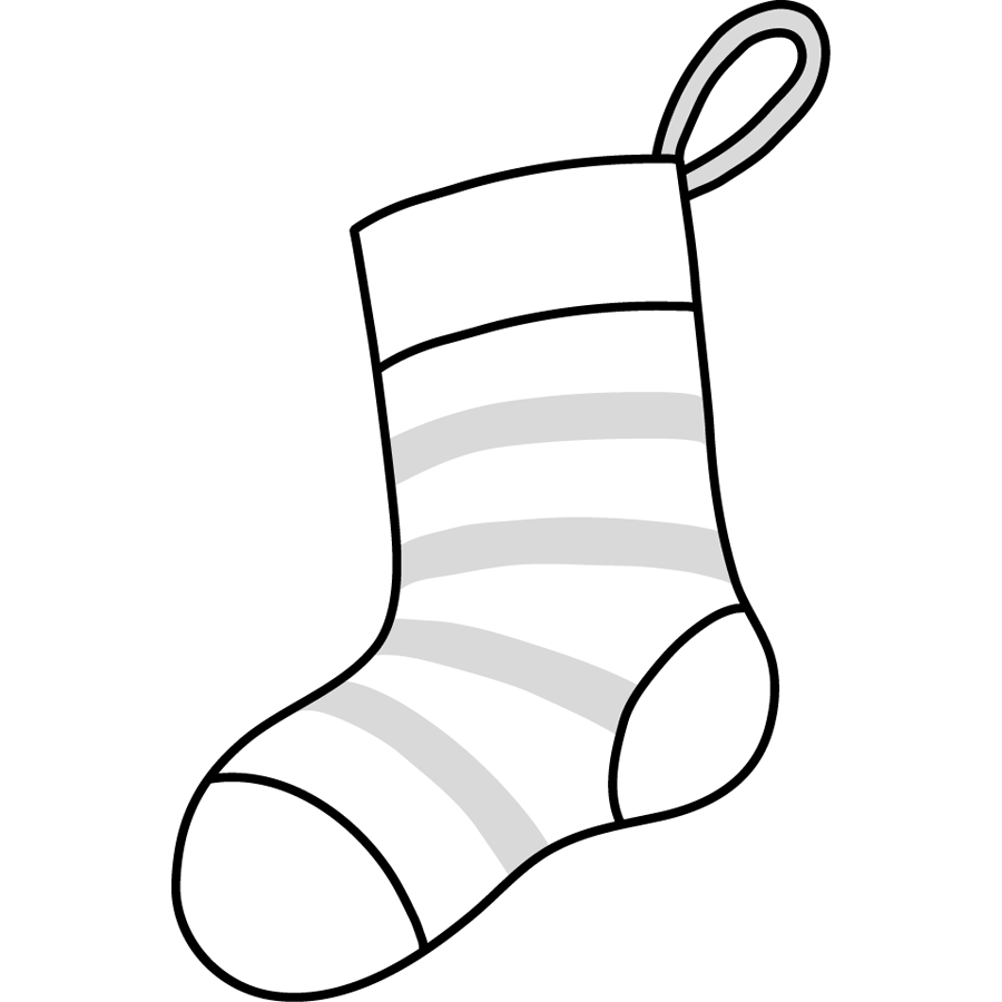 クリスマスの靴下のイラスト画像素材８ 白黒 モノクロ