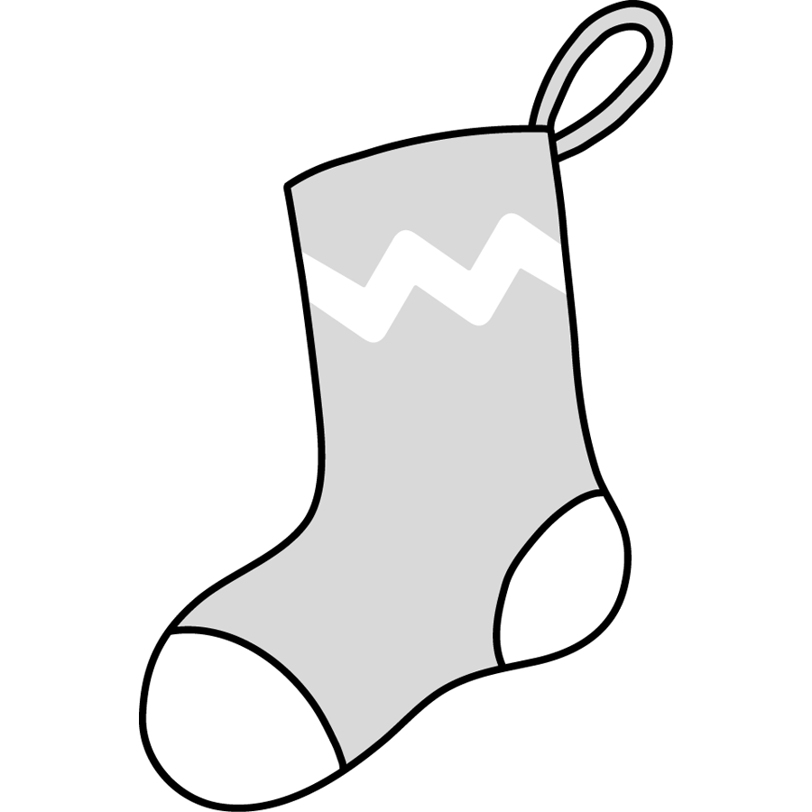 クリスマスの靴下のイラスト画像素材７ 白黒 モノクロ