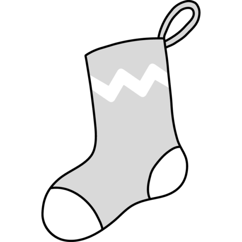 クリスマス　靴下　イラスト　白黒　モノクロ