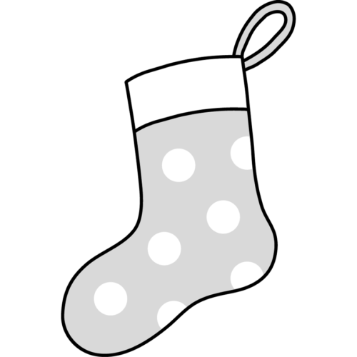 クリスマス　靴下　イラスト　白黒　モノクロ