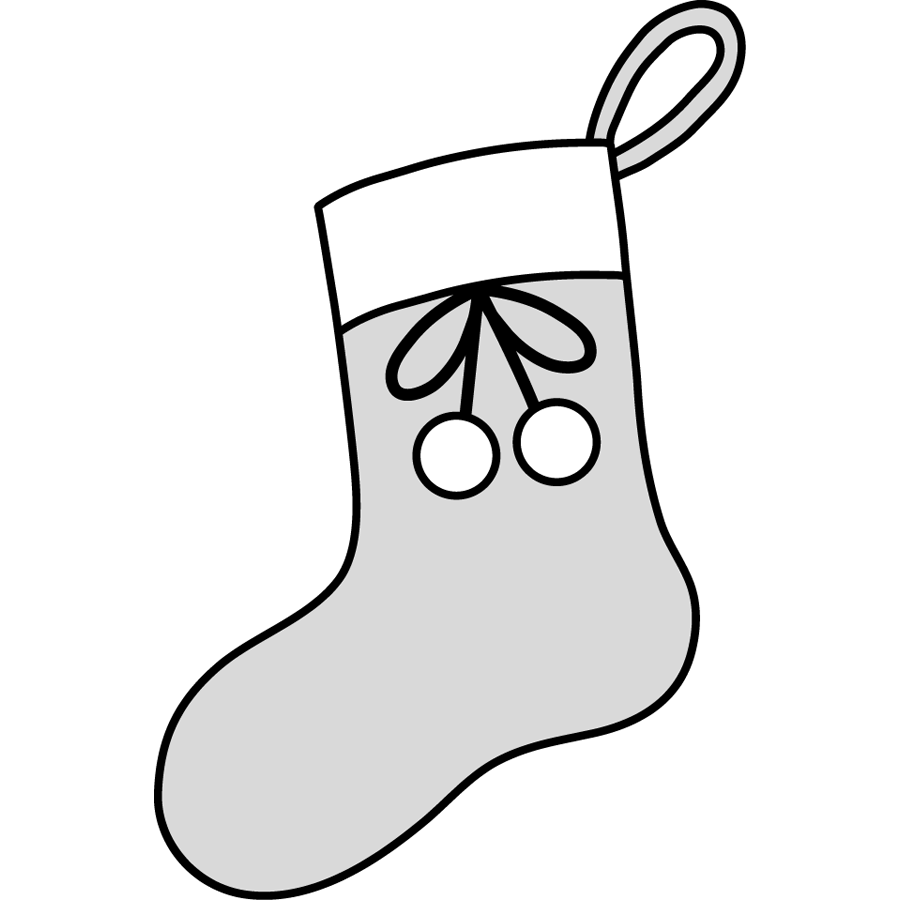 クリスマスの靴下のイラスト画像素材５ 白黒 モノクロ