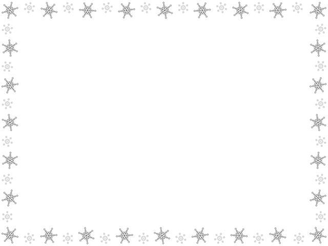 雪　枠　イラスト　白黒　モノクロ