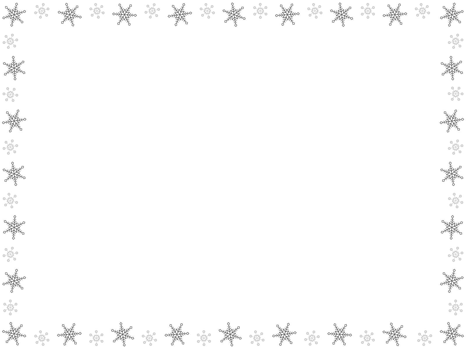 雪の結晶のフレーム枠イラスト画像素材８ 白黒 モノクロ
