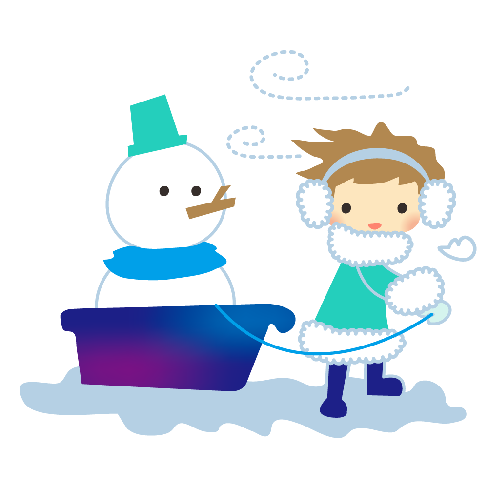 マフラーをしている雪だるまと子供のかわいいイラスト画像素材 無料 フリー