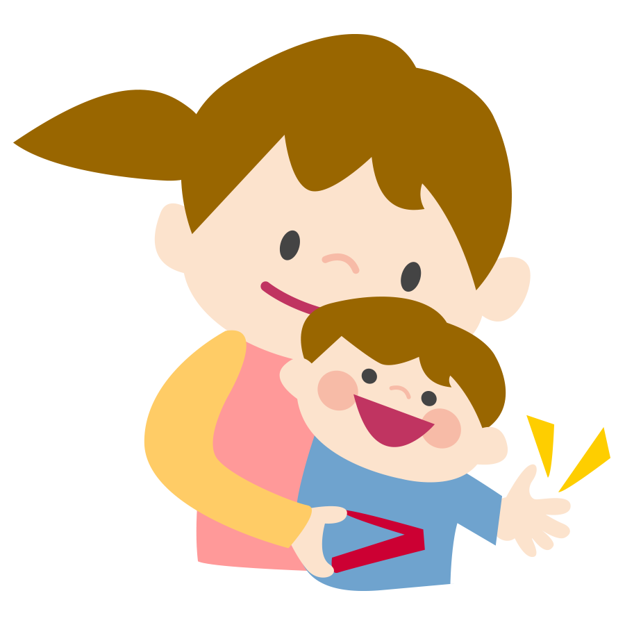 母親に爪を切ってもらう赤ちゃんのイラスト画像素材（無料、フリー）