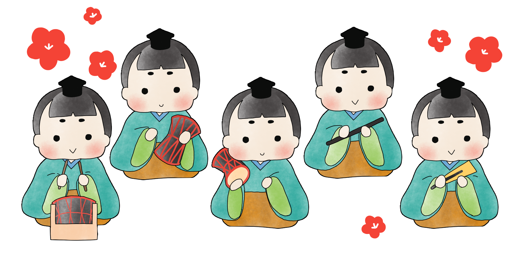 雛人形の五人囃子のかわいいイラスト画像素 無料 フリー