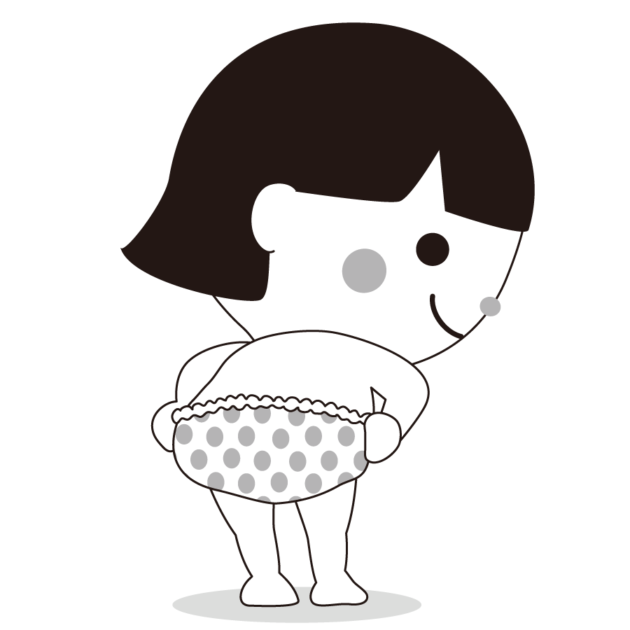 着替えをしている子供のかわいいイラスト画像素材 白黒 モノクロ