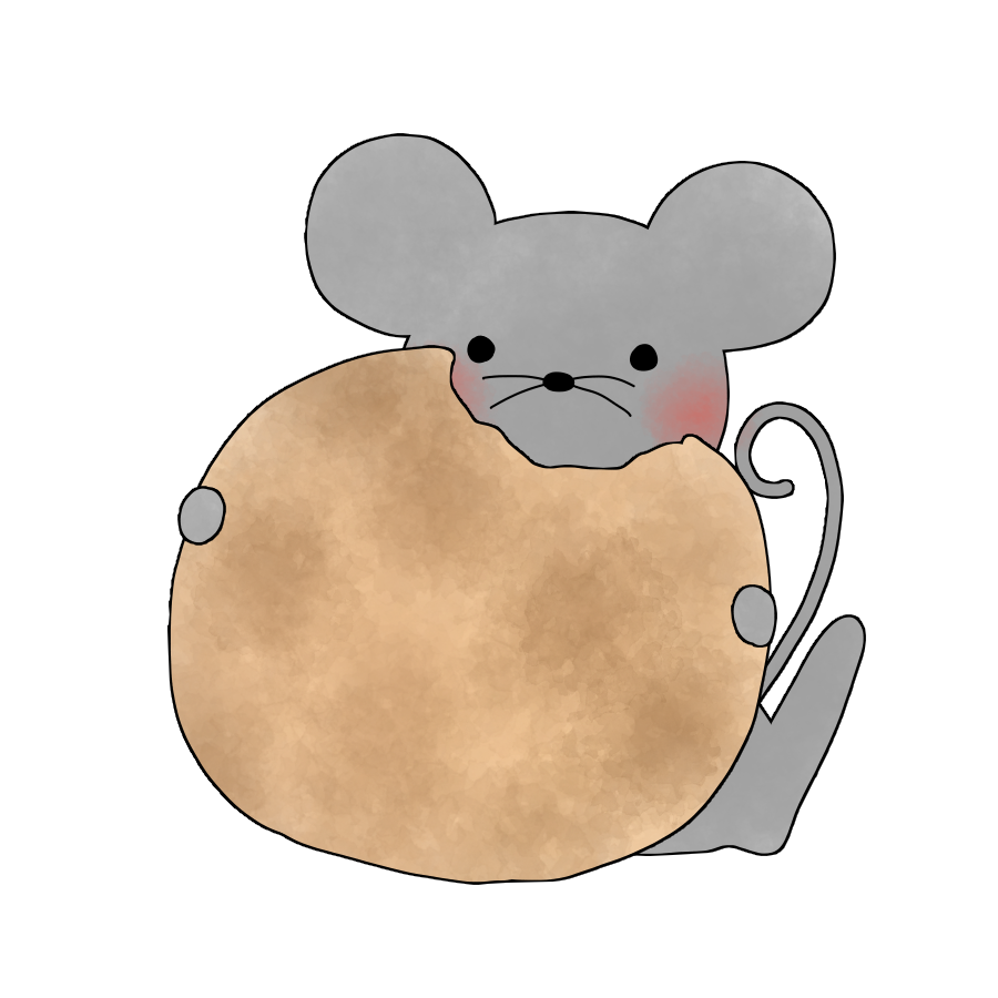 おせんべいをかじるネズミのかわいいイラスト画像素材 無料 フリー