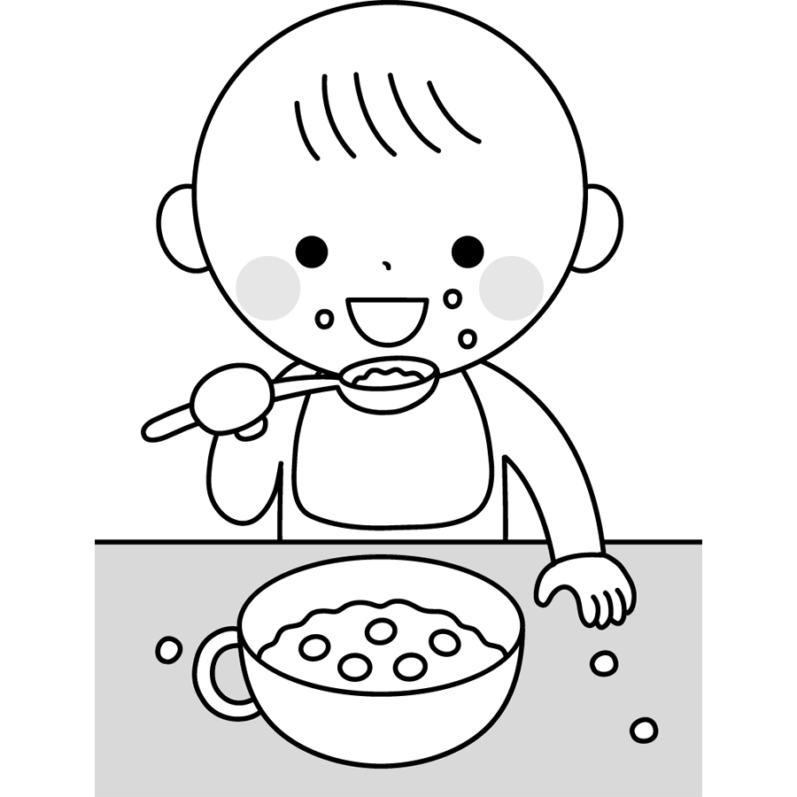 離乳食を食べる子供のかわいいイラスト画像素材 無料 フリー