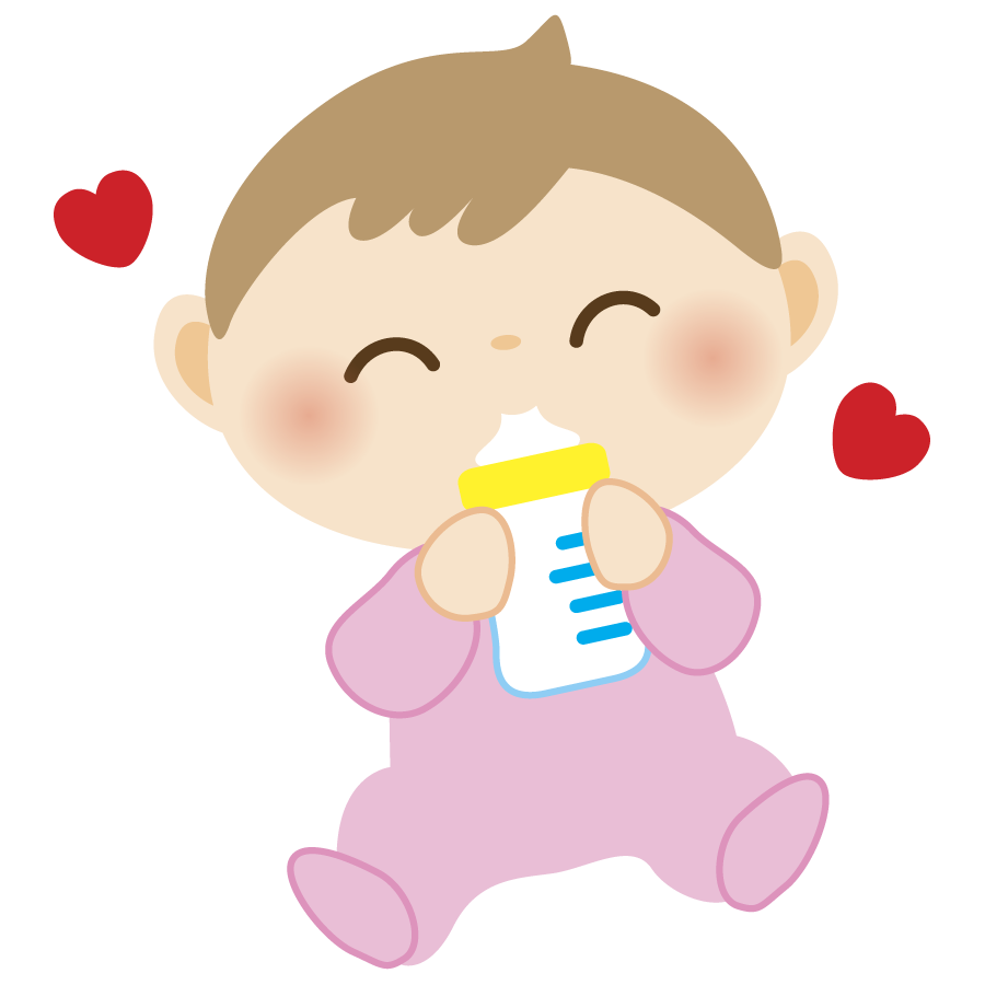 哺乳瓶でミルクを飲む赤ちゃんのかわいいイラスト画像素材 無料 フリー