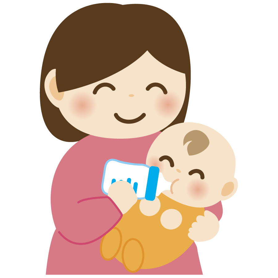 赤ちゃんにミルクを飲ませているお母さんのかわいいイラスト画像素材 無料 フリー