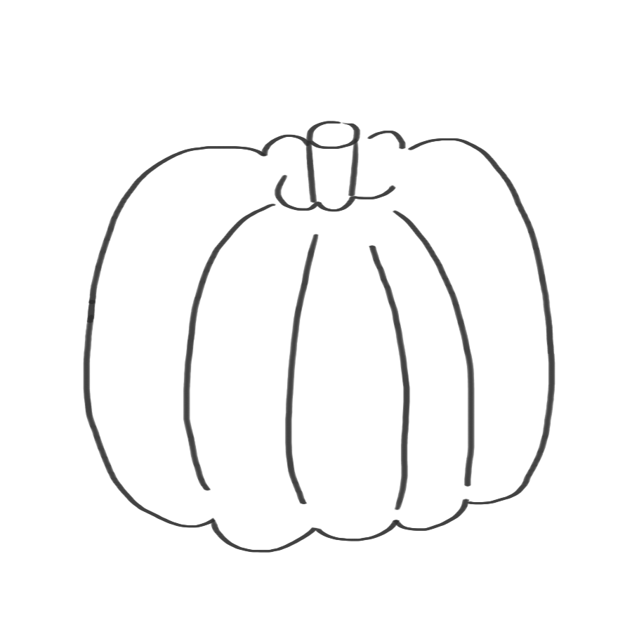西洋かぼちゃのイラスト画像素材 白黒 モノクロ